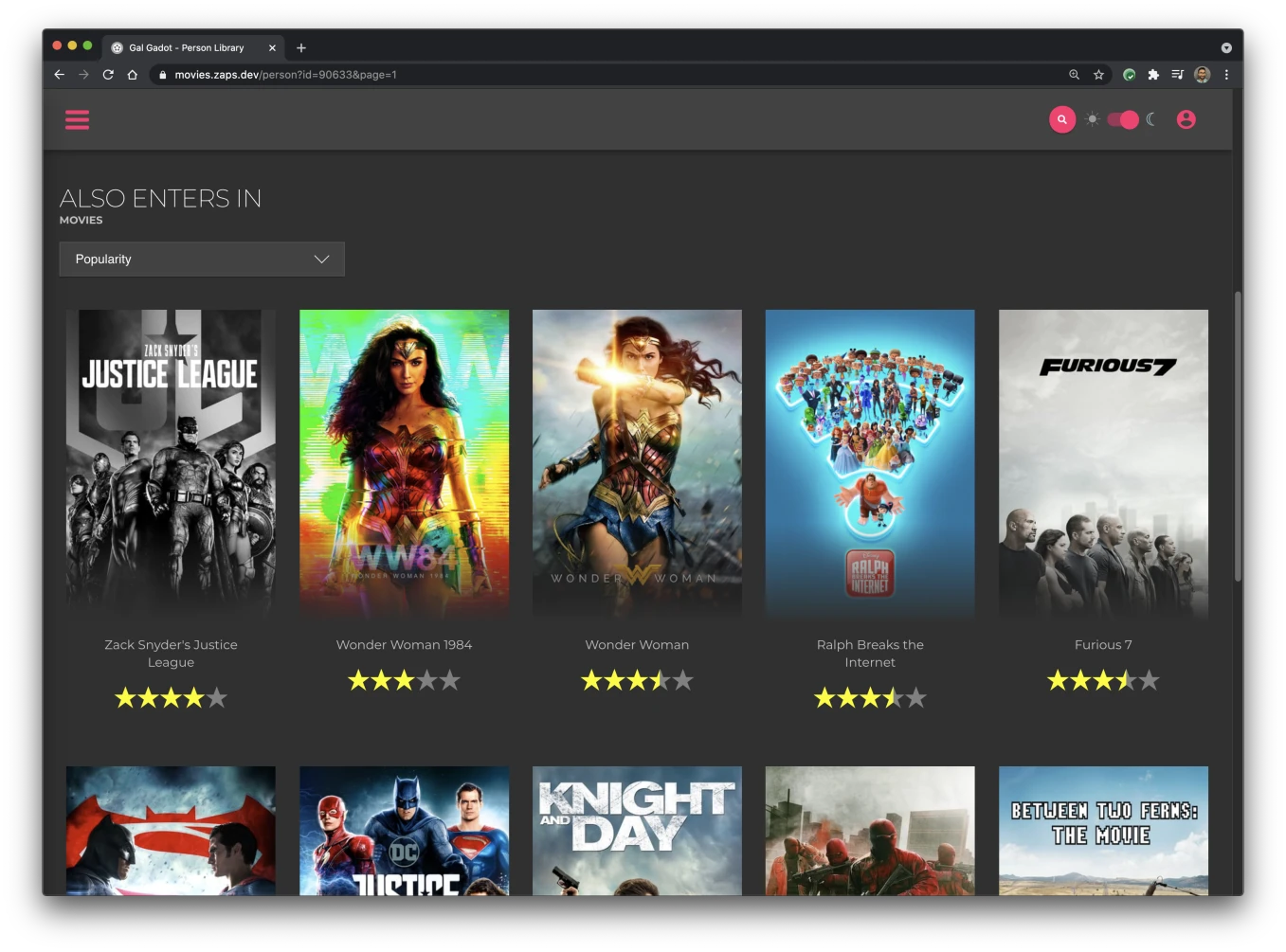 Screenshot of Movies app