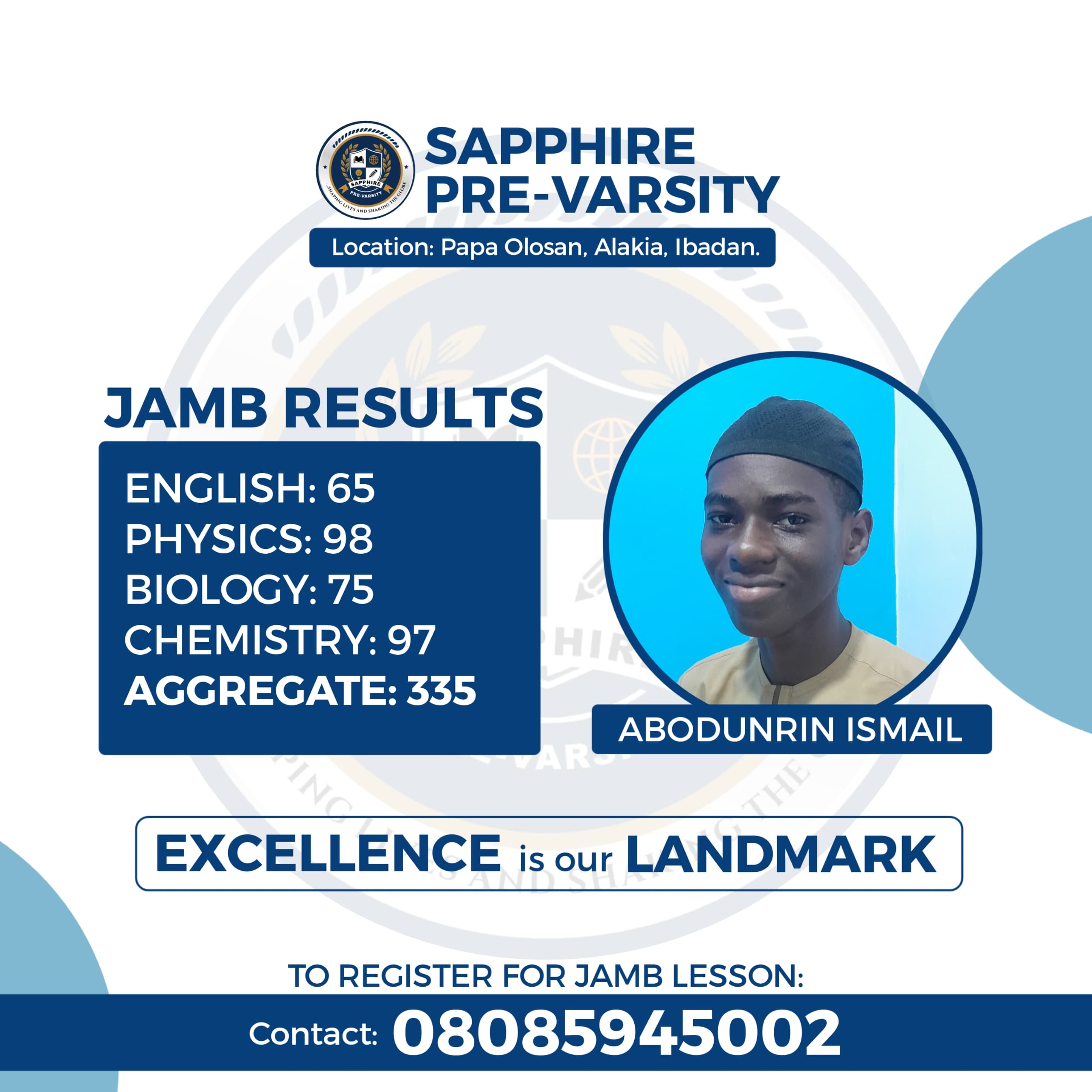 SAPPHIRE student celebrating JAMB score