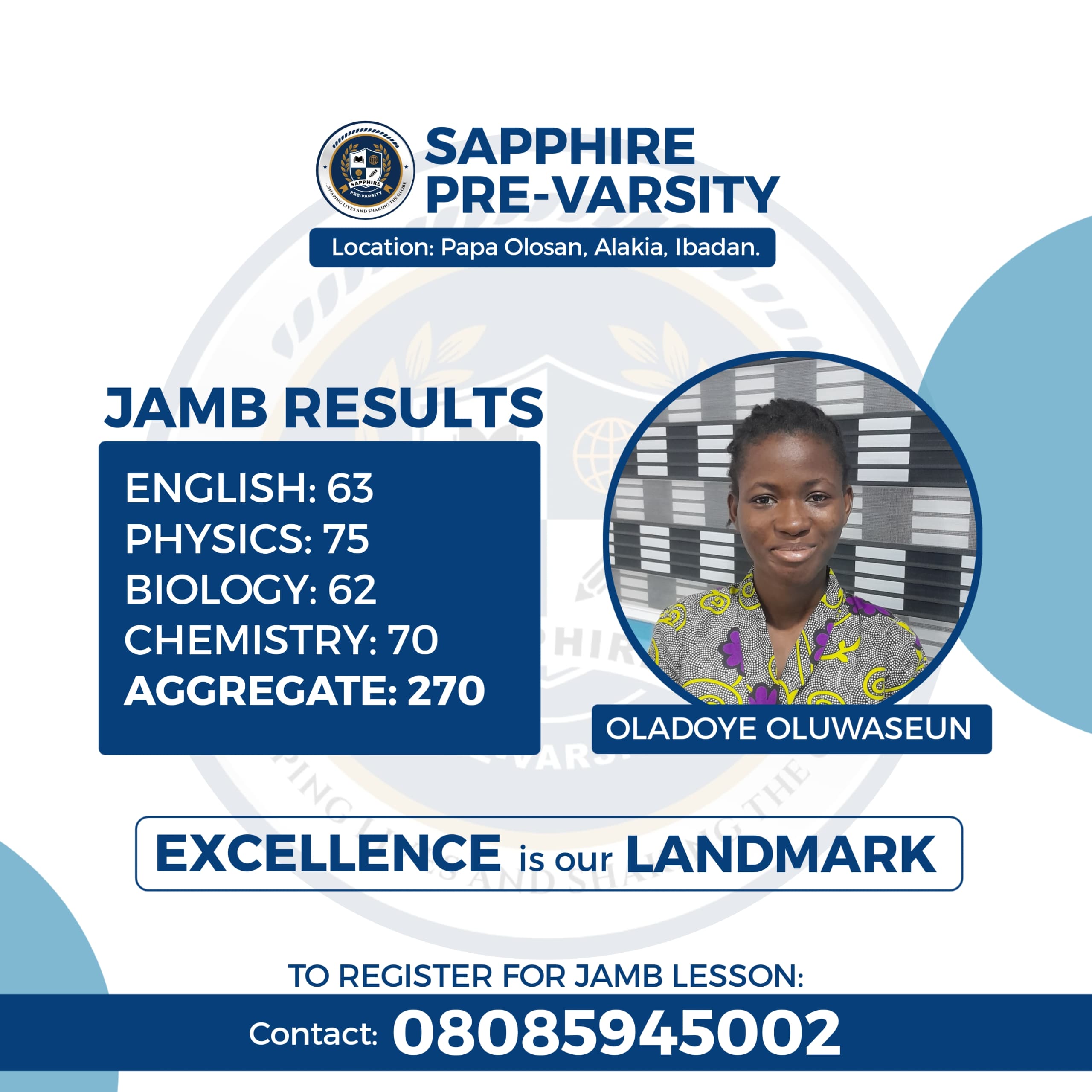 SAPPHIRE student celebrating JAMB score