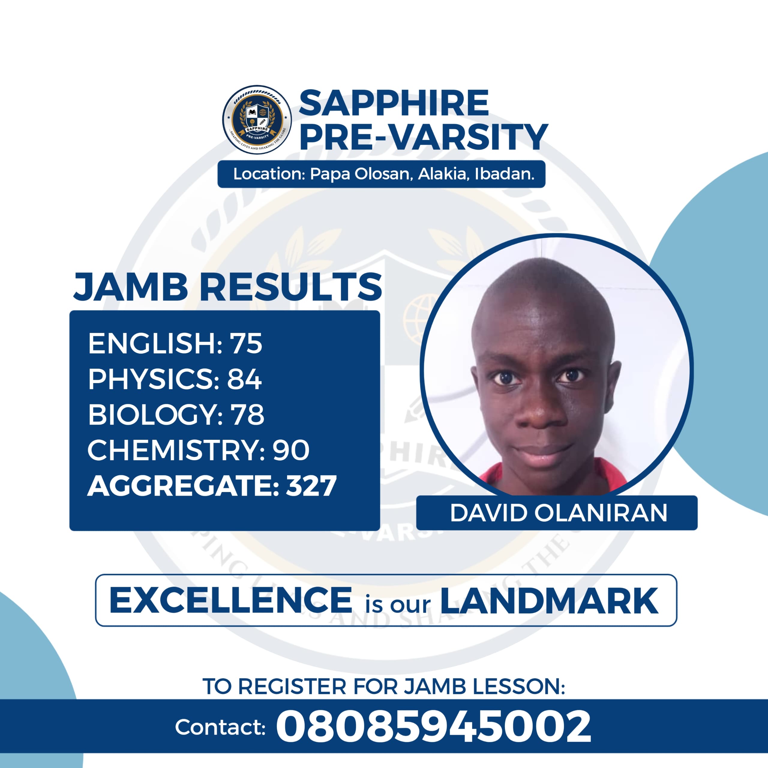 SAPPHIRE student celebrating JAMB score