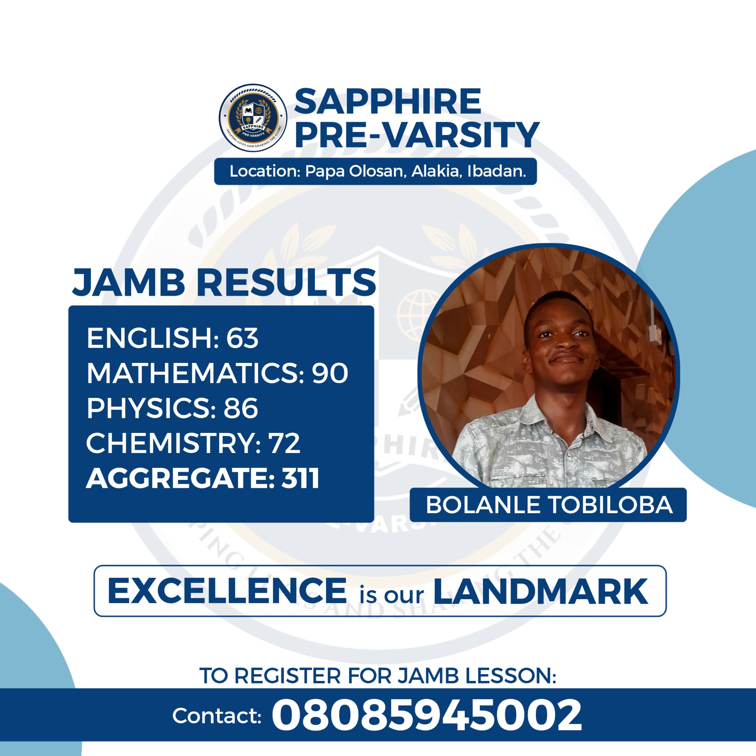 SAPPHIRE student celebrating JAMB score
