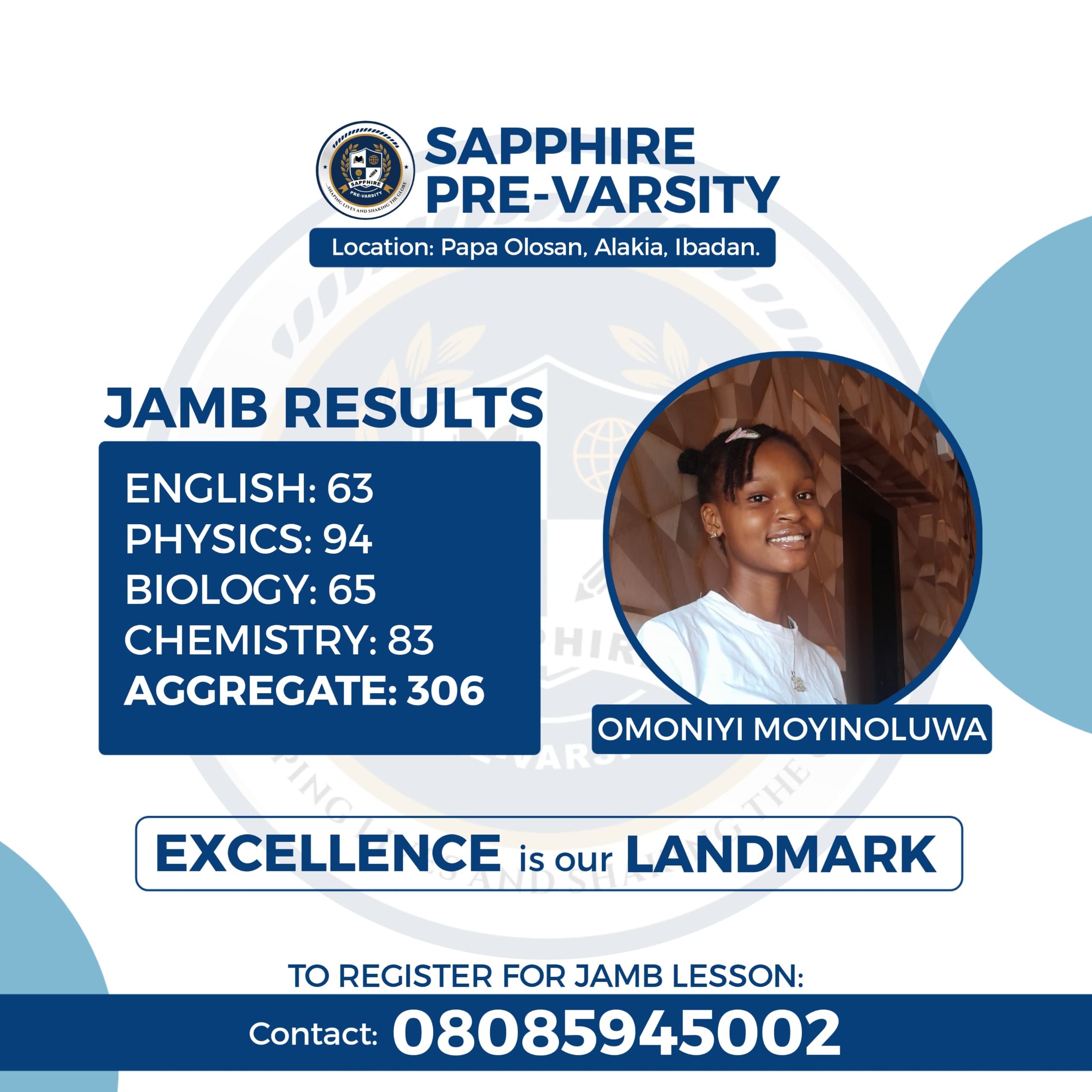 SAPPHIRE student celebrating JAMB score
