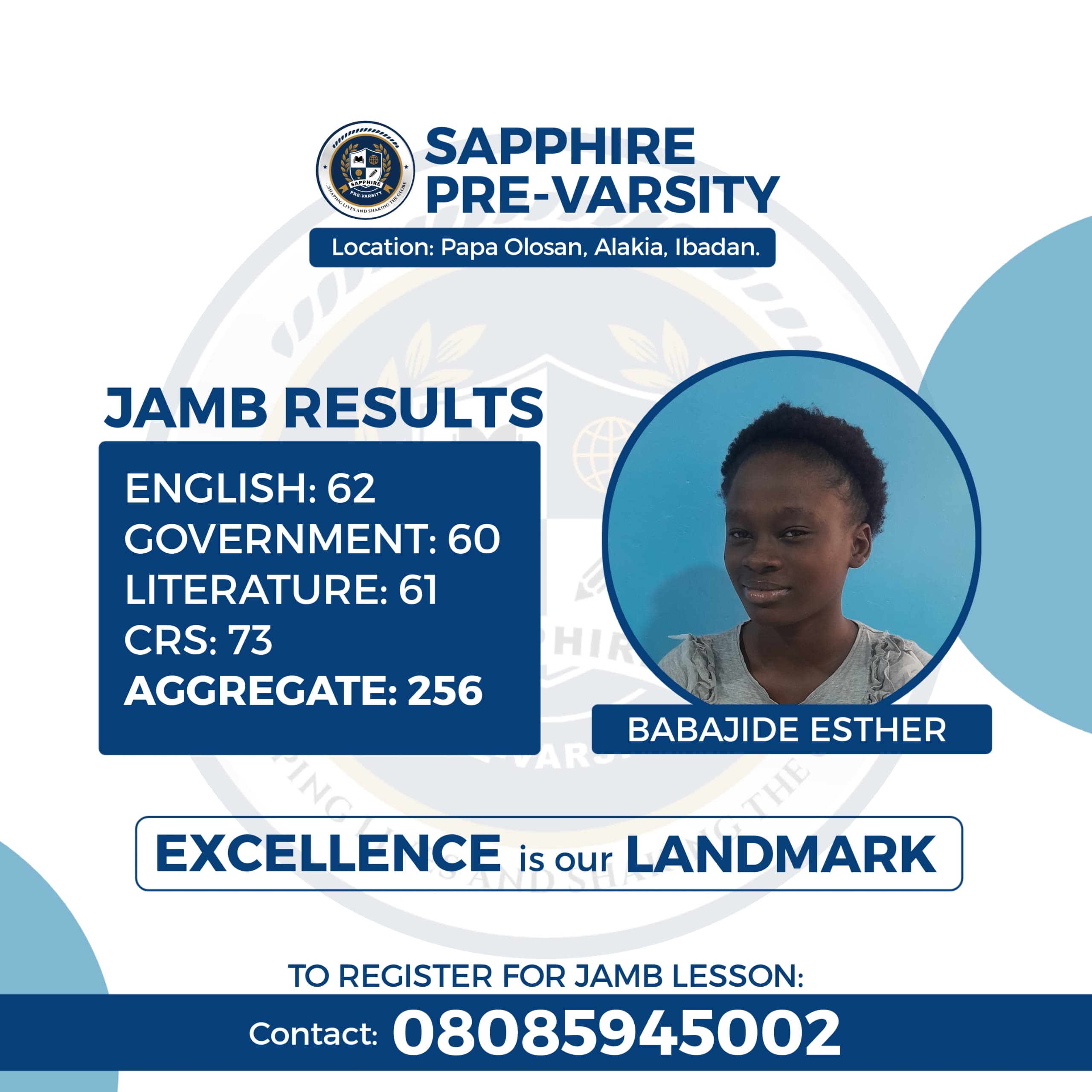 SAPPHIRE student celebrating JAMB score