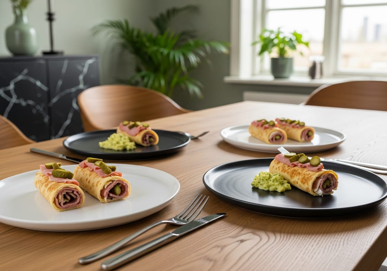 Ham-augurk rolletje — receptfoto