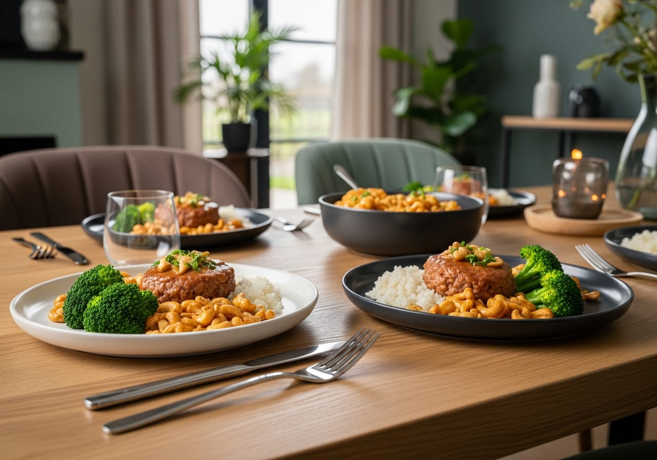 Kip met cashewnoten en broccoli — receptfoto