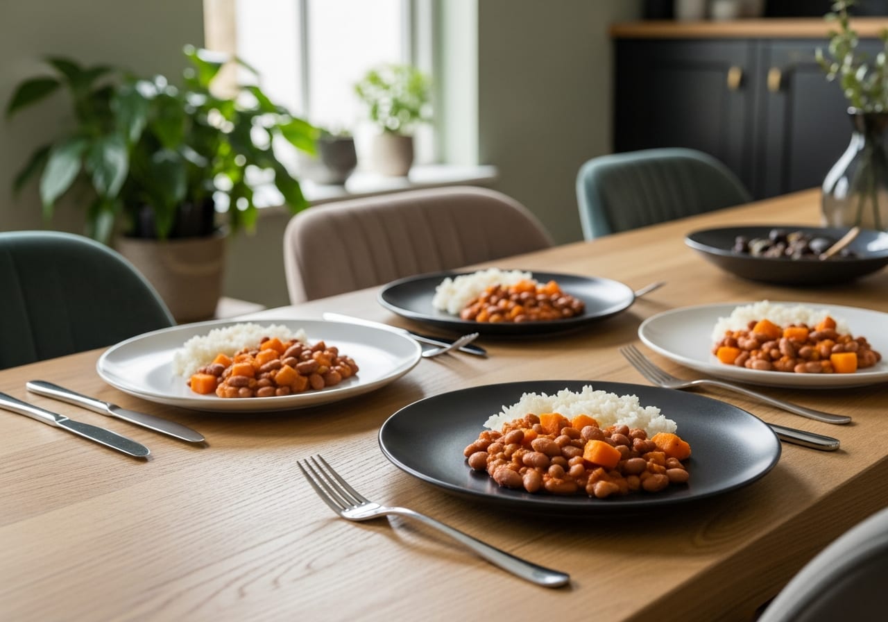 Bonenstoofschotel met zoete aardappel — receptfoto