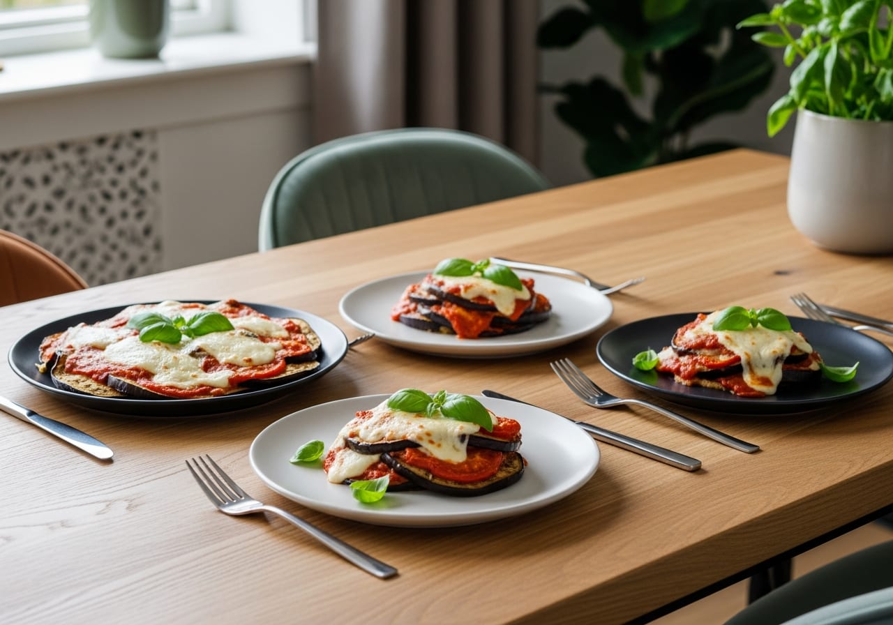 Ovenschotel van aubergine en mozzarella — receptfoto