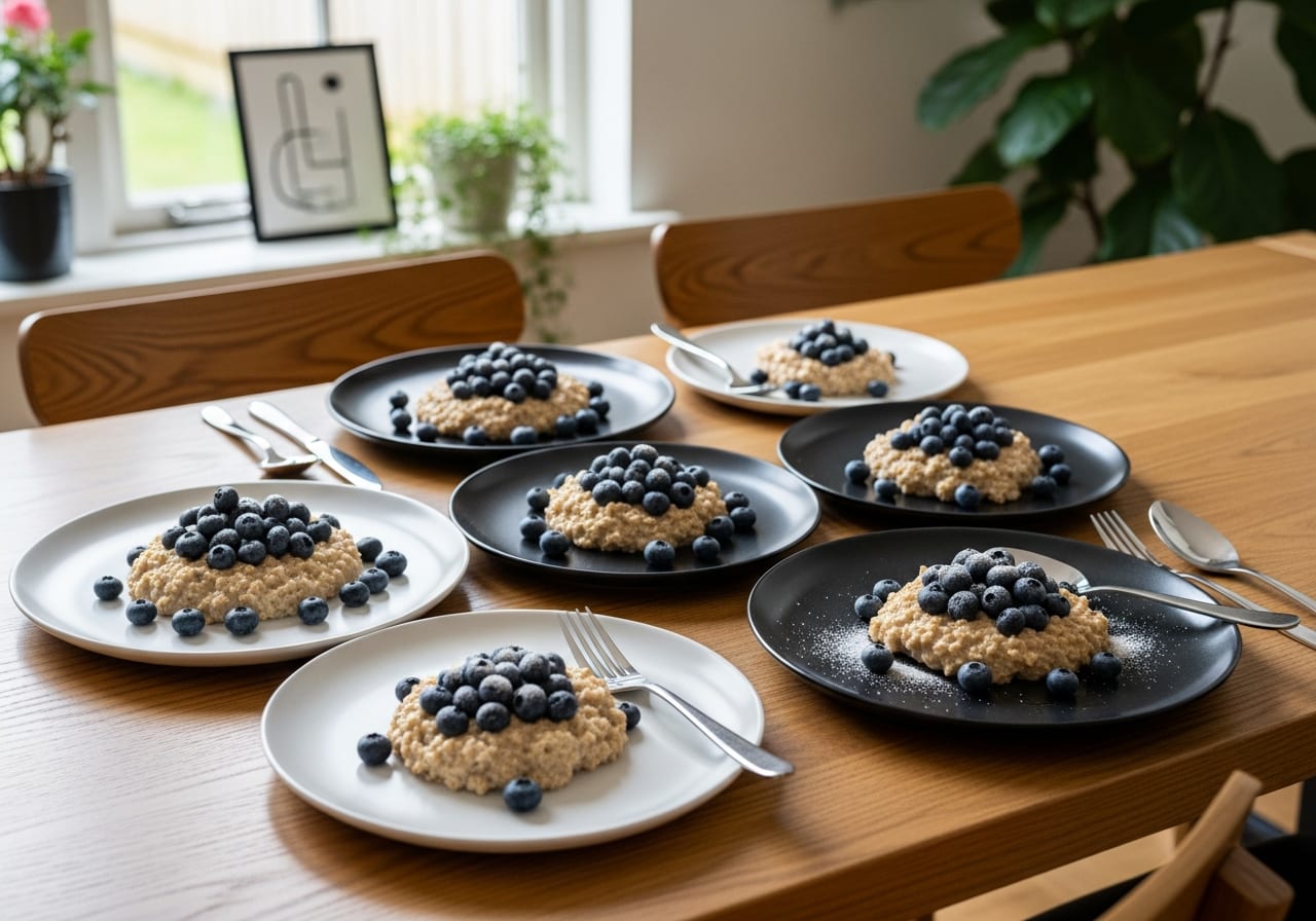 Haverpap met verse blauwe bessen — receptfoto
