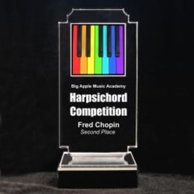 Retro Music Acrylic Trophy - 7-3/4" Rainbow Piano Keys