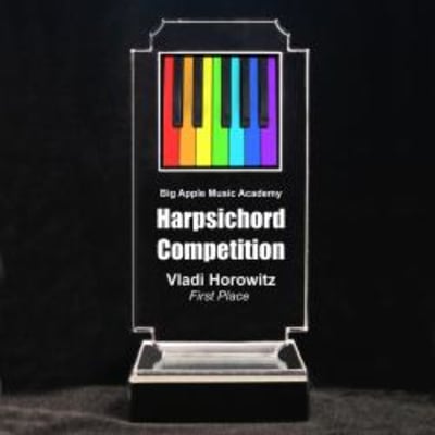 Retro Music Acrylic Trophy - 8-3/4" Rainbow Piano Keys