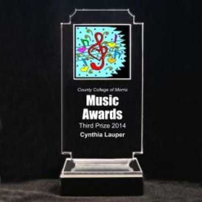 Retro Music Acrylic Trophy - 6-3/4" Love Notes
