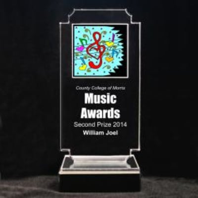 Retro Music Acrylic Trophy - 7-3/4" Love Notes