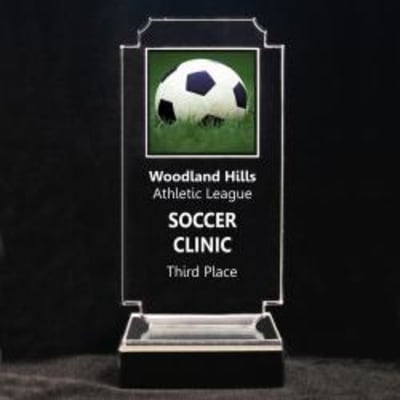 Retro Soccer Acrylic Trophy - 6-3/4" Ball