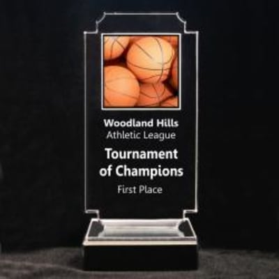 Retro Basketball Acrylic Trophy - 8-3/4" Multiple Balls