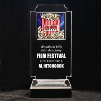 Retro Drama Acrylic Trophy - 8-3/4" Movie Popcorn