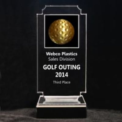 Retro Golf Acrylic Trophy - 6-3/4" Gold Ball