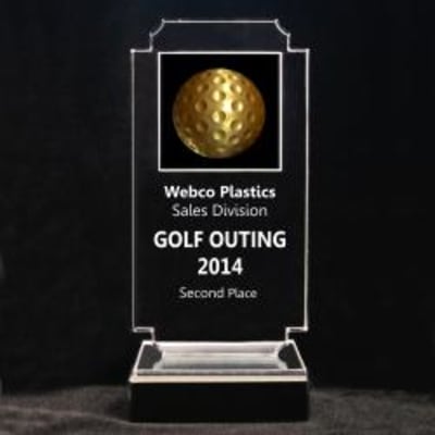 Retro Golf Acrylic Trophy - 7-3/4" Gold Ball