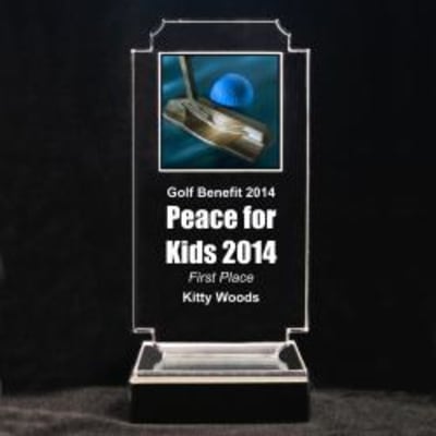 Retro Golf Acrylic Trophy - 8-3/4" Ball and Club
