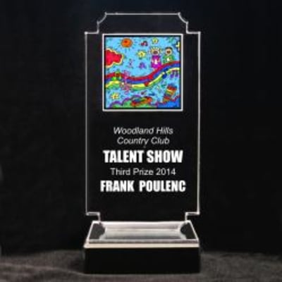 Retro Music Acrylic Trophy - 6-3/4" Children and Rainbow