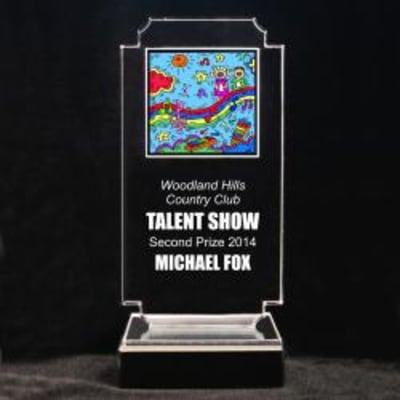 Retro Music Acrylic Trophy - 7-3/4" Children and Rainbow