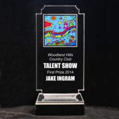 Retro Music Acrylic Trophy - 8-3/4" Children and Rainbow