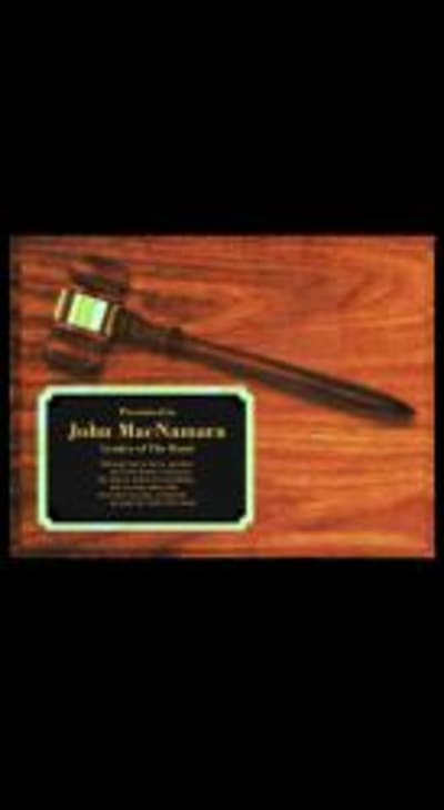 Walnut finish Plaque with Gavel and Metal Plate - 9" x 12"