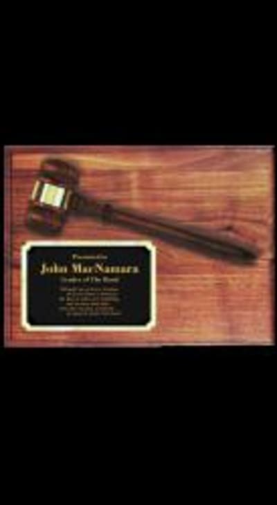 Genuine Walnut Plaque with Gavel and Metal Plate - 9" x 12"
