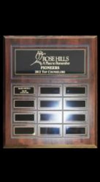 Walnut Finish Perpetual Plaque with 12 Metal Plates