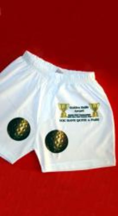 White Boxer Shorts with "Gold Ball" Design
