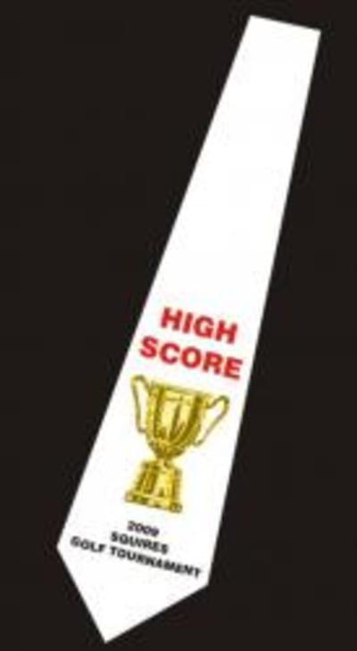 White Necktie with "Gold Trophy" Design