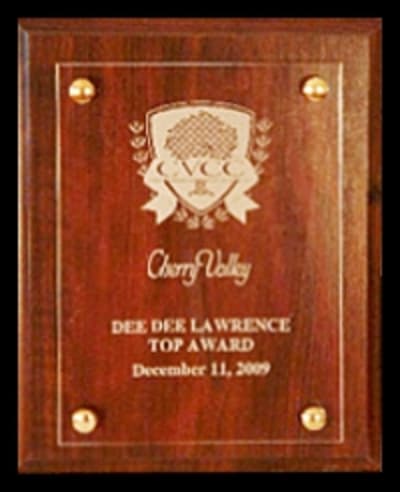 Walnut finish with Floating Engraved Acrylic Plate - 9" x 12"