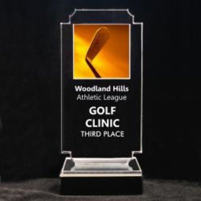 Retro Golf Acrylic Trophy - 6-3/4" Gold Club