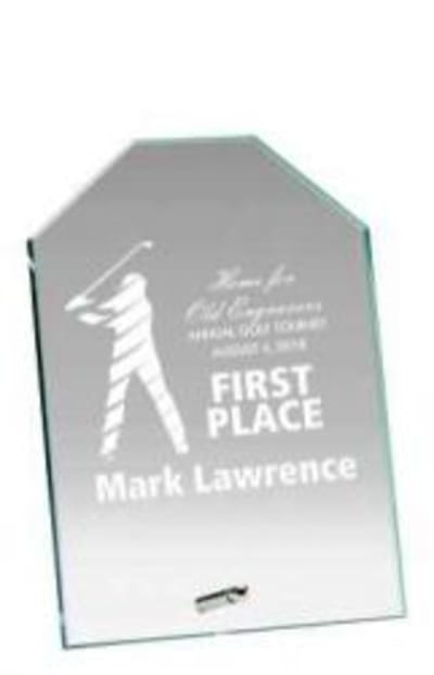 Glass Engraved Award with Chiseled Top - 9" Tall