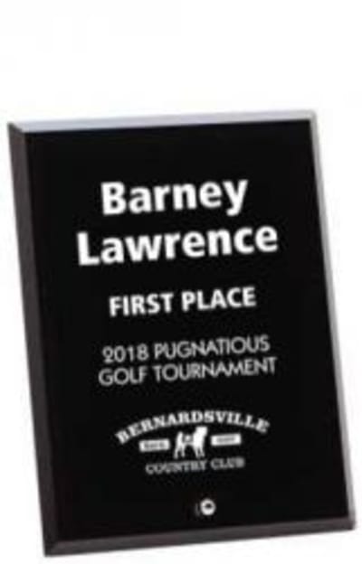 Black Glass Engraved Award with Beveled Edge - 10" Tall
