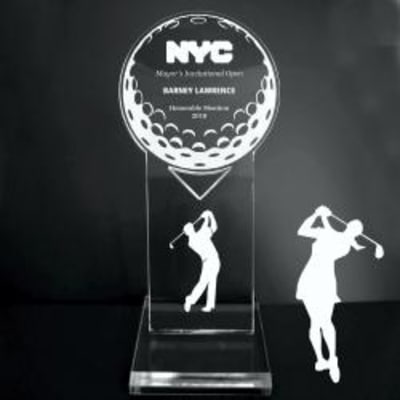 Golf Ball with Golfer - 8" Platform Base