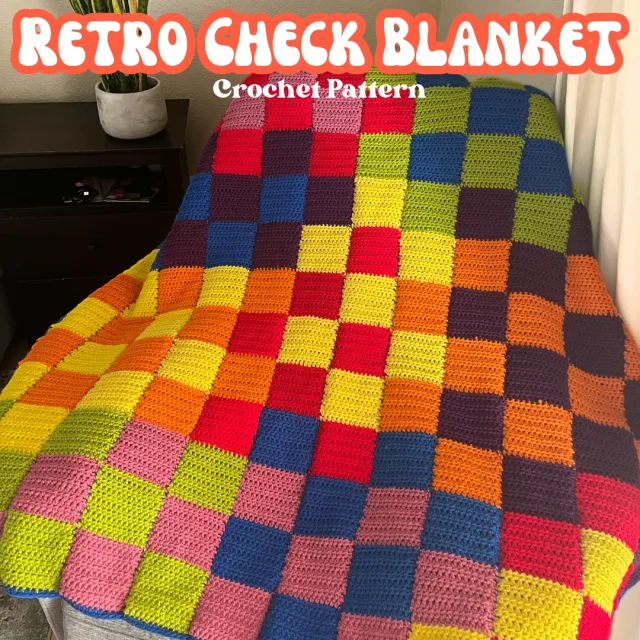 Crocheting Pattern 'Retro Check Throw Blanket' on Pattern Paradise