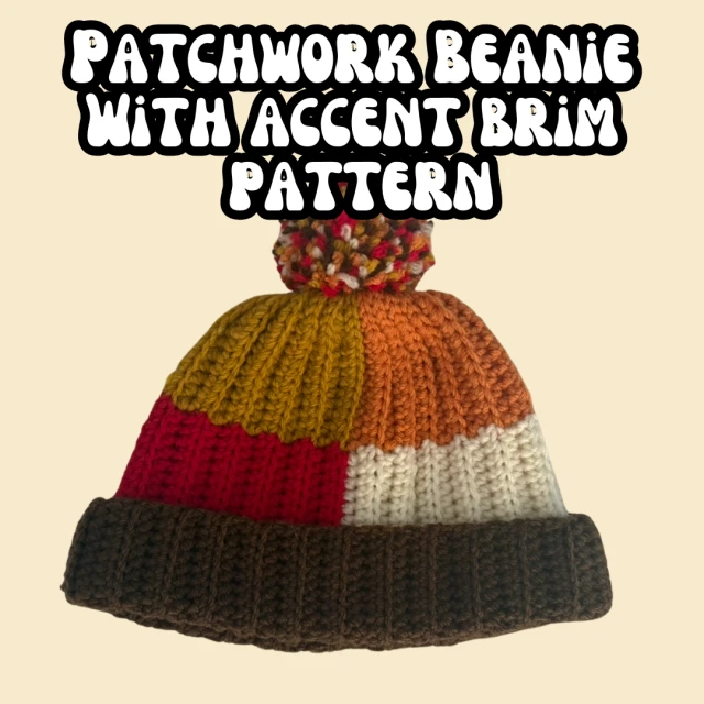 Crocheting Pattern 'Patchwork Beanie Accent Brim' on Pattern Paradise