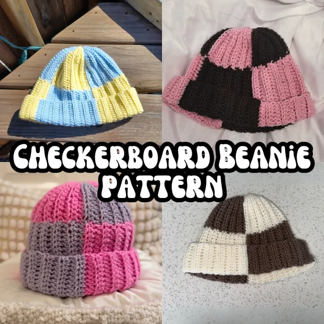 Crocheting Pattern 'Checkerboard Beanie' on Pattern Paradise