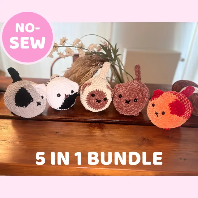 Crocheting Pattern '5-in-1 Loaf Cat Crochet Set' on Pattern Paradise