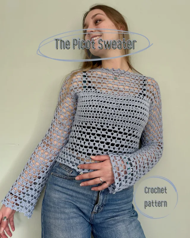 Crocheting Pattern 'The Picot Sweater' on Pattern Paradise
