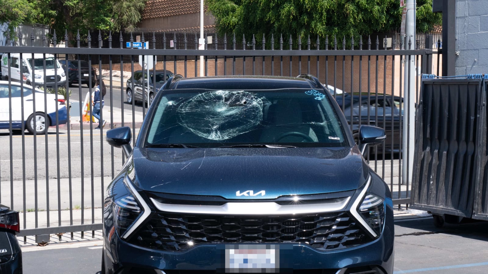 Vehicle with collision damage at Pristine Collision Center
