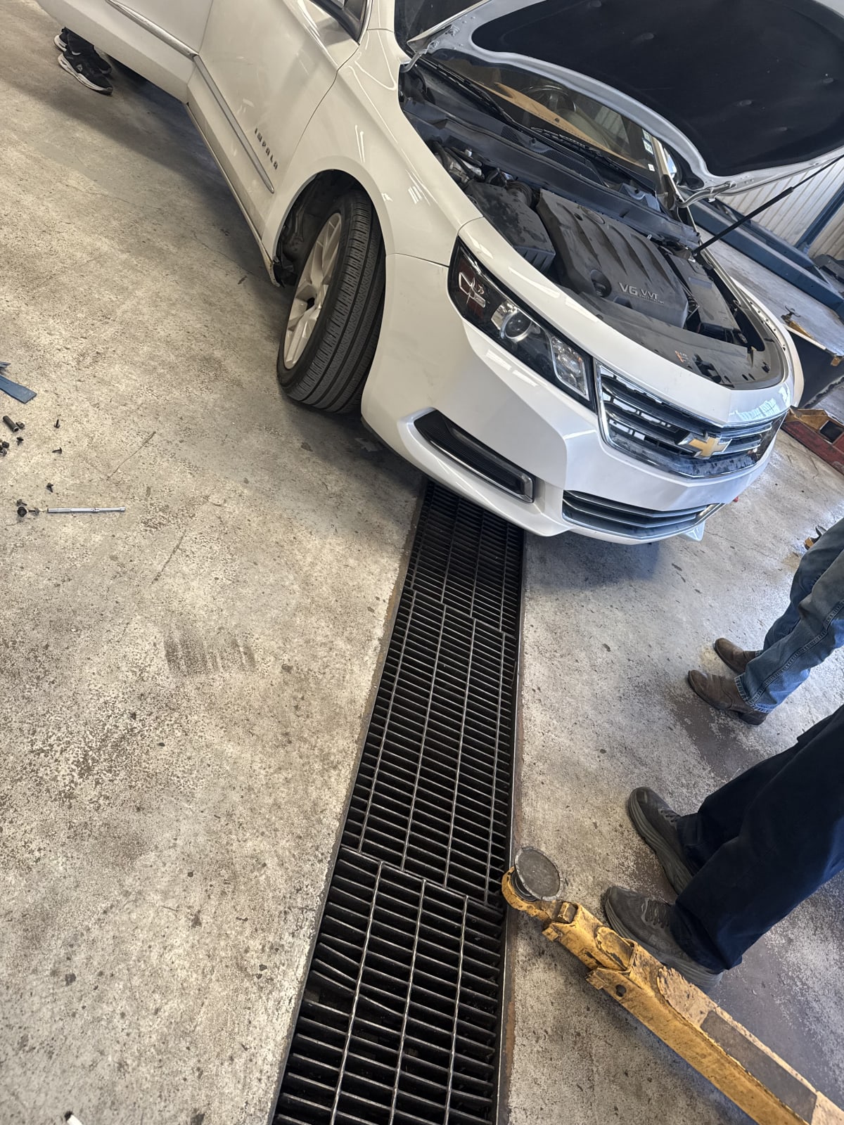 Vehicle in shop during structural repair