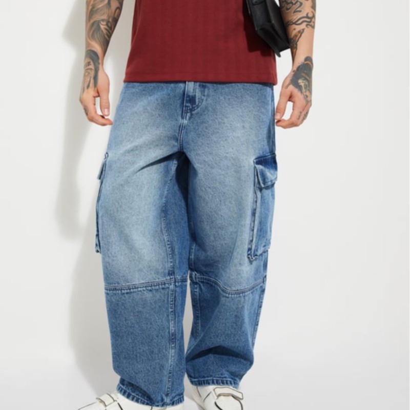 Men Washed Loose Fit Cargos