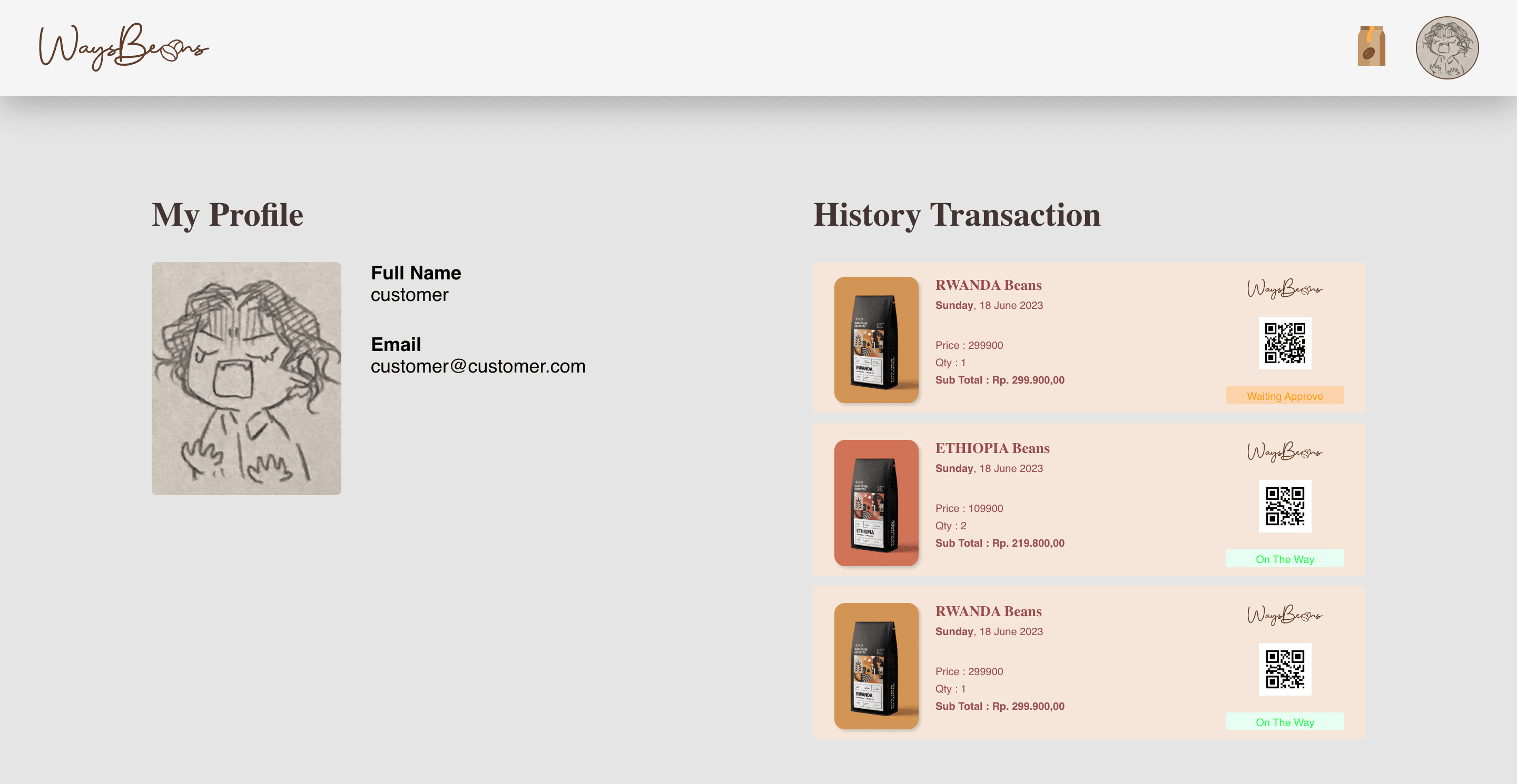 Profile & history transaction