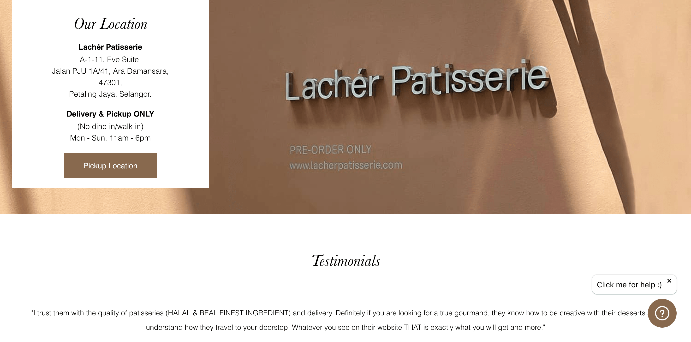 about Lacher Patisserie section