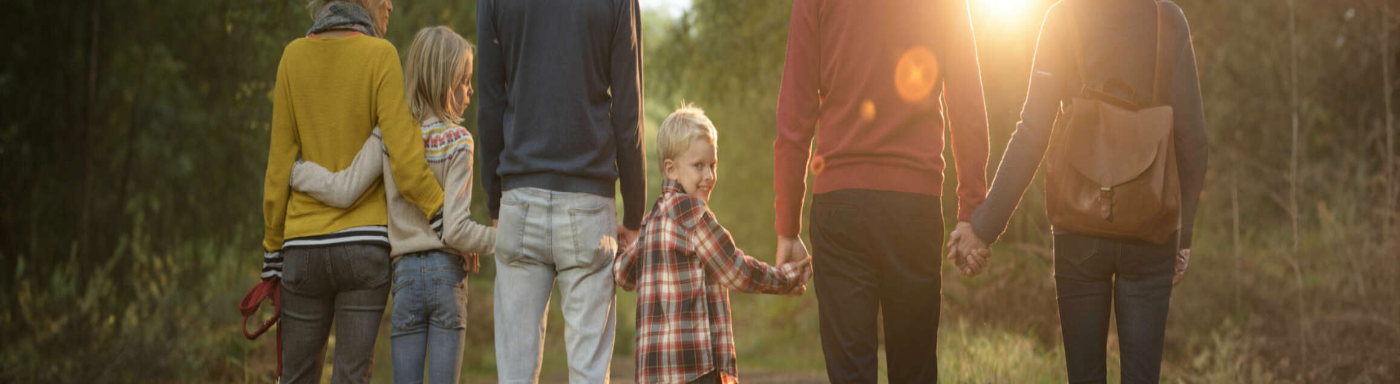 Family Walking Woodland Holding Hands