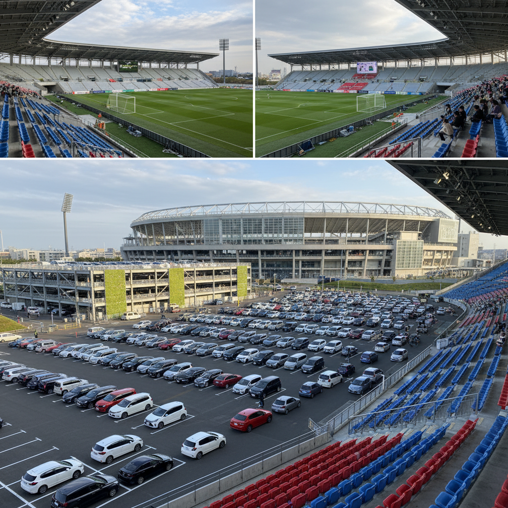 みやぎ生協めぐみ野サッカー場 駐車場 混雑 座席 見え方