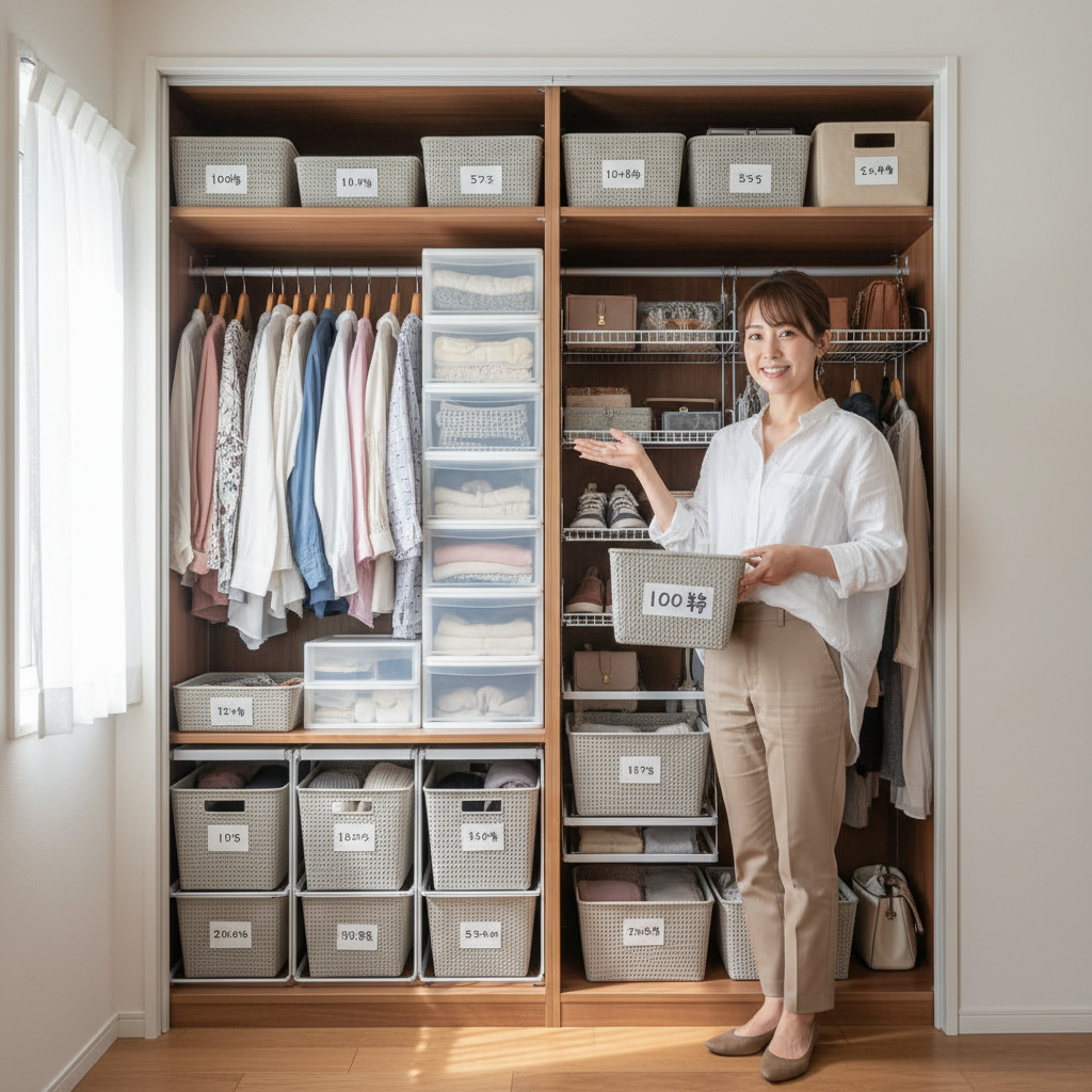 クローゼットの奥行きを持て余す悩みを100均で解決！プロが教える収納術