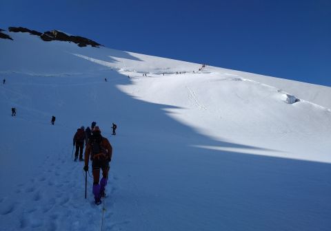 Parete finale con la crepaccia terminale