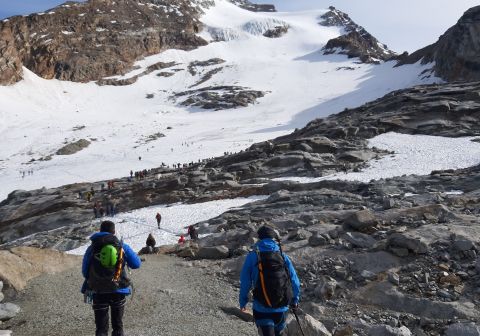 Punta Indren, al termine del terzo tratto di funivie